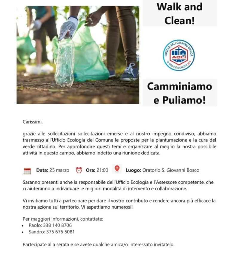 Caminiamo e puliamo! - Circolo Acli Cassano d'Adda (MI)