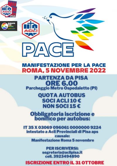 Pullman per la manifestazione nazionale per la pace - Acli Pisa (PI)