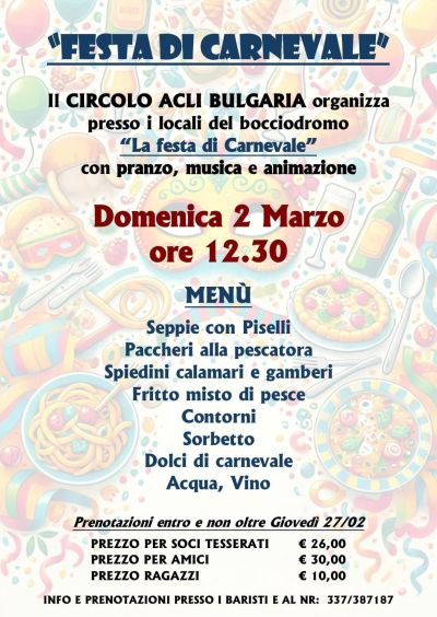 Festa di Carnevale - Circolo Acli Bulgaria (FC)