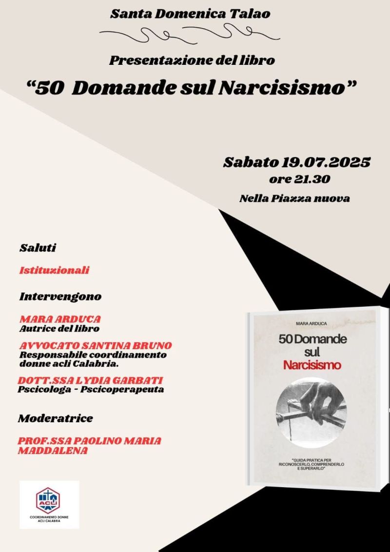Presentazione del libro "50 Domande sul Narcisismo" - Santa Domenica Talao (CS) - Coordinamento Donne Acli Calabria
