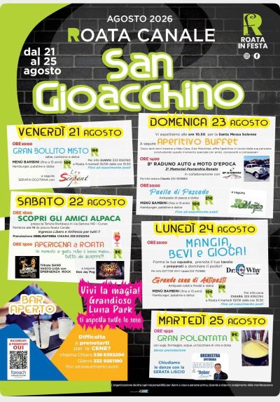FESTA DI SAN GIOACCHINO - ROATA CANALE CUNEO (CN) - CIRCOLO ACLI DI ROATA CANALE