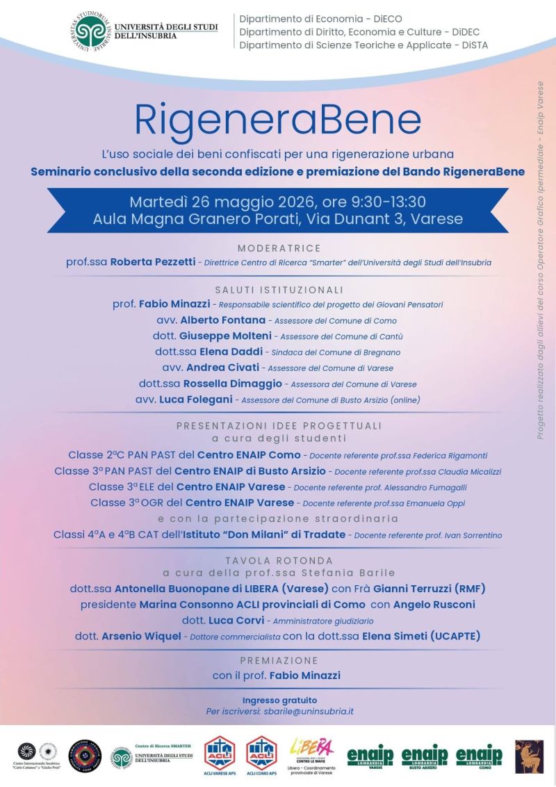 RIGENERABENE - L'USO SOCIALE DEI BENI CONFISCATI PER UNA RIGENERAZIONE URBANA - VARESE