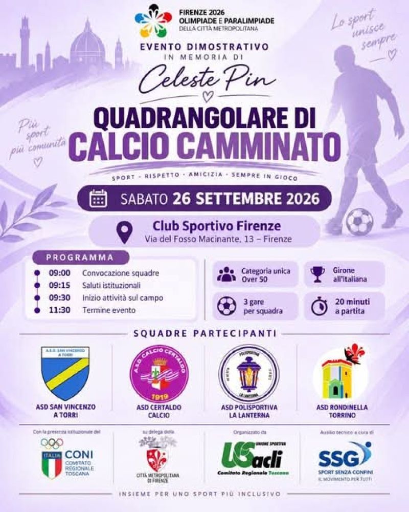 QUADRANGOLARE DI CALCIO CAMMINATO - EVENTO DIMOSTRATIVO IN MEMORIA DI CELESTE PIN - US ACLI TOSCANA - FIRENZE