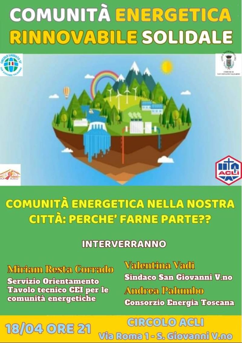 Comunità Energetica nella nostra città: Perché farne parte - Circolo Acli San Giovanni Valdarno (AR)