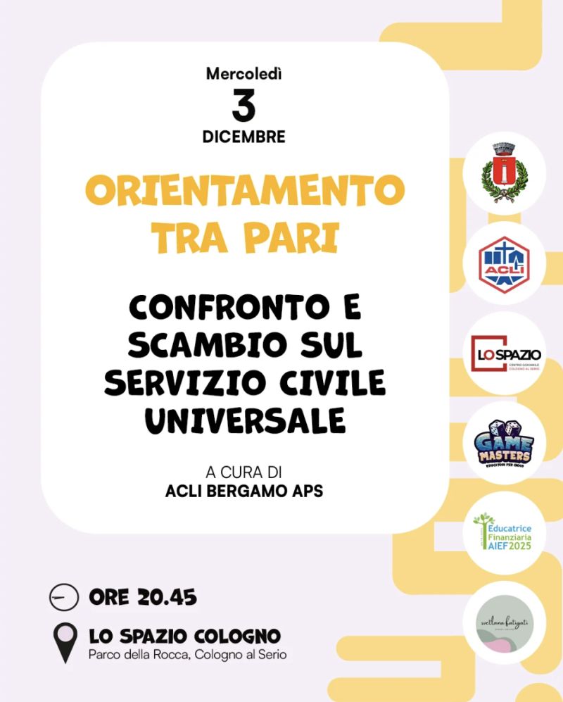 Orientamento tra pari - Cologno al Serio (BG) - Acli Bergamo (BG)