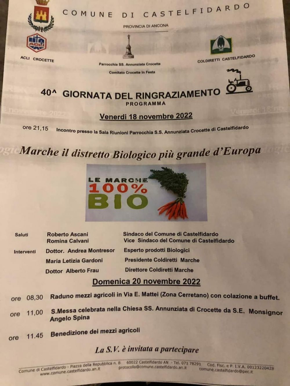 40^ Giornata del Ringraziamento - Circolo Acli Crocette (AN)