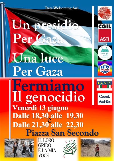 Un presidio per Gaza, una luce per Gaza - Asti - Acli Asti (AT)