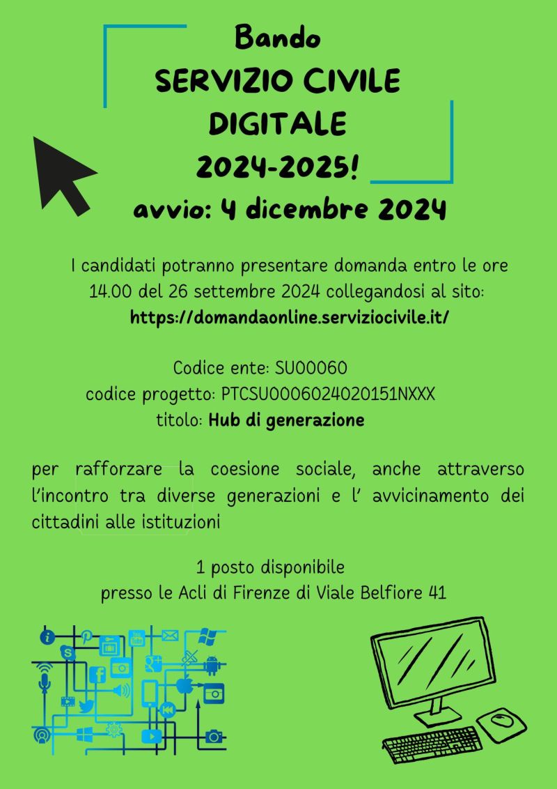 Bando Servizio Civile Digitale 2024-2025! - Acli Firenze (FI)