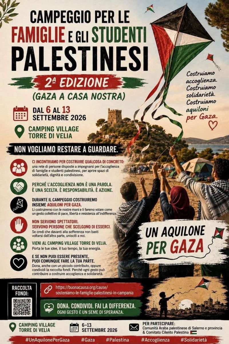 CAMPEGGIO PER LE FAMIGLIE E GLI STUDENTI PALESTINESI - CAMPING VILLAGE TORRE DI VELIA - ASCEA (SA) - ACLI NAPOLI