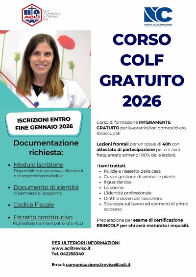 Corso Colf Gratuito 2026 - Treviso - Acli Treviso (TV)