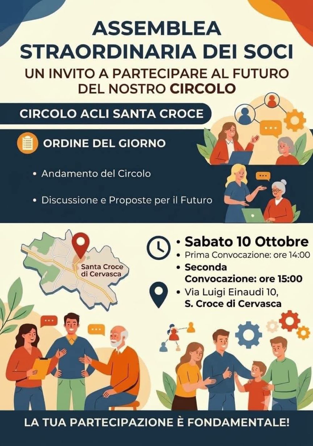 ASSEMBLEA STRAORDINARIA DEI SOCI - PARTECIPA AL FUTURO DEL NOSTRO CIRCOLO - CIRCOLO ACLI SANTA CROCE (CN) - CERVASCA (CN)