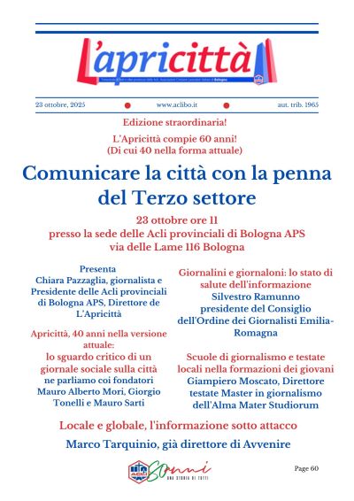 Comunicare la città con la penna del Terzo settore - Bologna - Acli Bologna (BO)