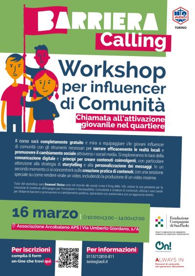 Barriera Calling: Workshop per influencer di Comunità - Acli Torino (TO)