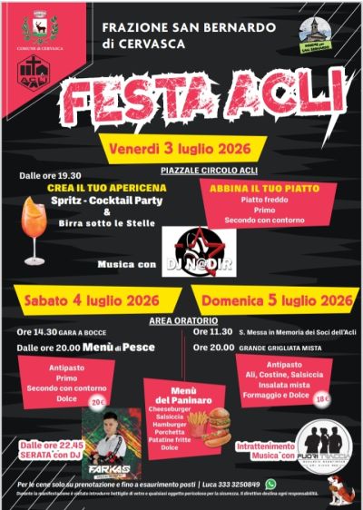 FESTA ACLI - FRAZIONE SAN BERNARDO DI CERVASCA (CN) - CIRCOLO ACLI CERVASCA (CN)