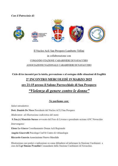Violenza di genere contro le donne - Nucleo Acli San Prospero (PI)