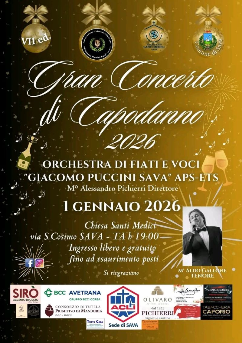 Gran Concerto di Capodanno 2026 - Sava (TA) - Circolo Acli di Sava (Ta)