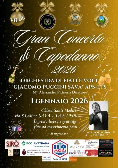 Gran Concerto di Capodanno 2026 - Sava (TA) - Circolo Acli di Sava (Ta)