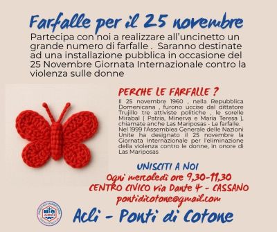 Farfalle per il 25 novembre - Cassano d'Adda (MI) - Circolo Acli Cassano d'Adda (MI)