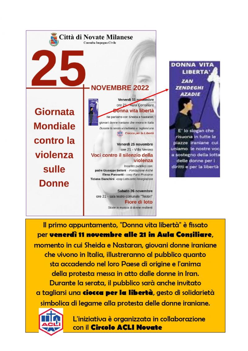 Giornata Mondiale contro la violenza sulle Donne - Circolo Acli Novate Milanese (MI)