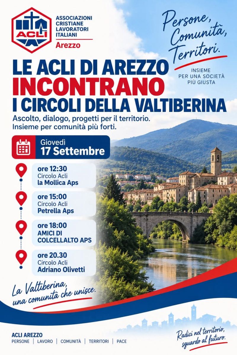 INCONTRO TRA ACLI DI AREZZO E CIRCOLI DELLA VALTIBERINA - ASCOLTO, DIALOGO, PROGETTI PER IL TERRITORIO - ACLI AREZZO (AR) - SANSEPOLCRO (AR) - CAPRESE MICHELANGELO (AR) - SESTINO (AR) - ANGHIARI (AR)
