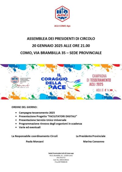 Assemblea dei presidenti del circolo - Acli Como (CO)