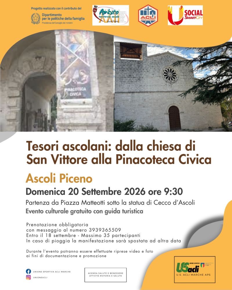 TESORI ASCOLANI: DALLA CHIESA DI SAN VITTORE ALLA PINACOTECA CIVICA - ASCOLI PICENO - US ACLI MARCHE - ACLI ASCOLI PICENO