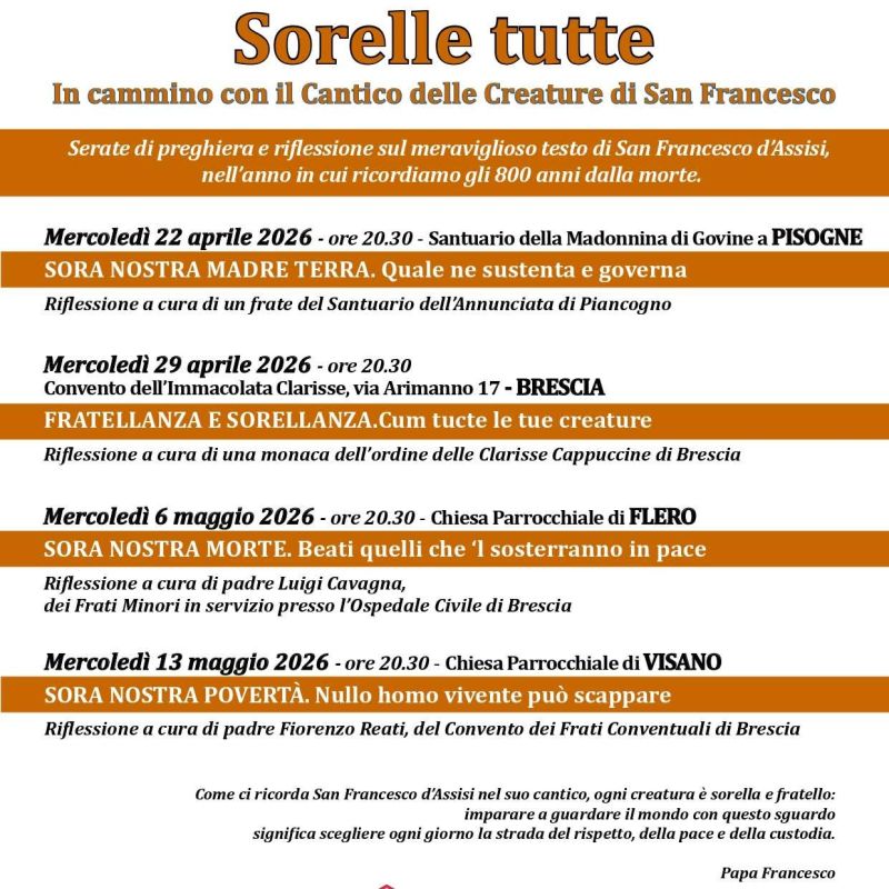 SORELLE TUTTE - IN CAMMINO CON IL CANTICO DELLE CREATURE DI SAN FRANCESCO - VISANO (BS)