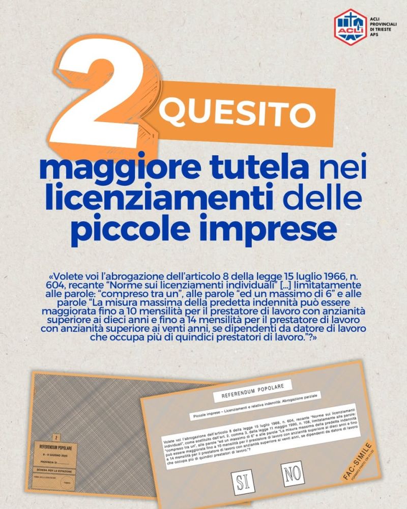 Referendum 8-9 Giugno: 2 Quesito - Acli Trieste (Trieste)