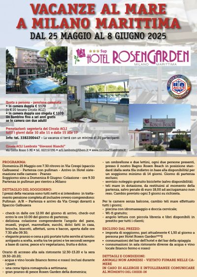 Vacanze al mare a Milano Marittima - Circolo Acli Lambrate (MI)