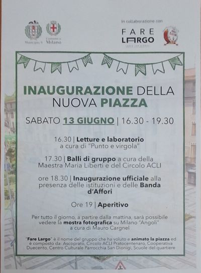 INAUGURAZIONE DELLA NUOVA PIAZZA - CIRCOLO ACLI PRATOCENTENARO (MI) - MILANO (MI)