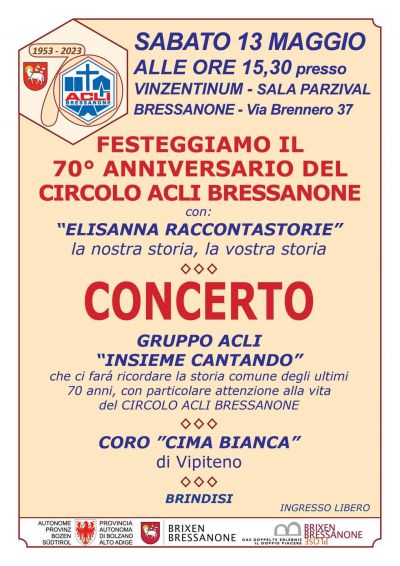 70° Anniversario del Circolo Acli Bressanone - Circolo Acli Bressanone (BZ)