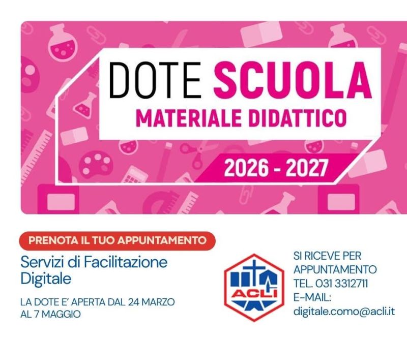 DOTE SCUOLA - MATERIALE DIDATIICO 2026-2027 - ACLI COMO (CO)