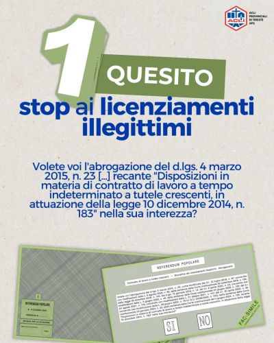Referendum 8-9 Giugno: 1 Quesito - Acli Trieste (Trieste)