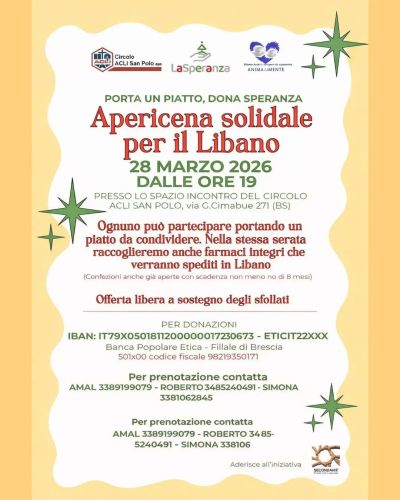 APERICENA SOLIDALE PER IL LIBANO - BRESCIA