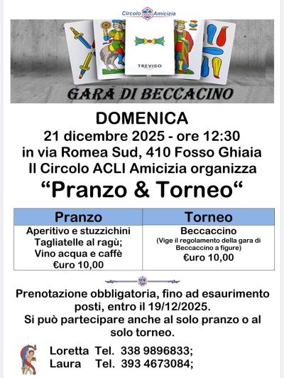 Gara di Beccacino: Pranzo &amp; Torneo - Fosso Ghiaia (RA) - Circolo Acli Amicizia (RA)