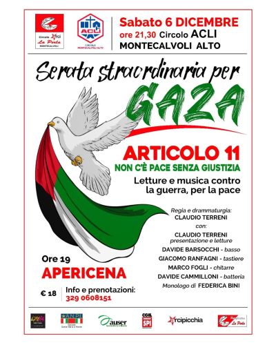 Serata straordinaria per Gaza - Montecalvoli (PI) - Circolo Acli Montecalvoli (PI)