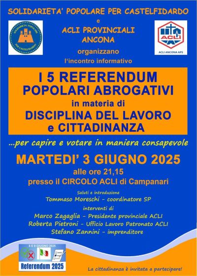 I 5 referendum popolari abrogativi - Acli Ancona e Circolo Acli Campanari (Castelfidardo, AN)