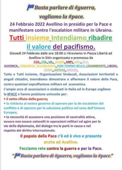 Basta parlare di #guerra, vogliamo la #pace - Acli Avellino (AV)