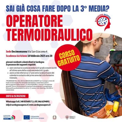 Corso gratuito "Operatore Termoidraulico" - C.R.E.I. Acli Sardegna (CA)