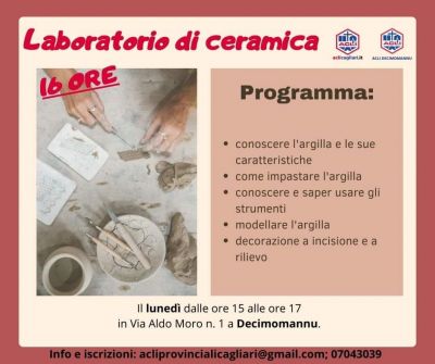 Laboratorio di ceramica - Acli Cagliari e Acli Circolo Acli Decimomannu (CA)