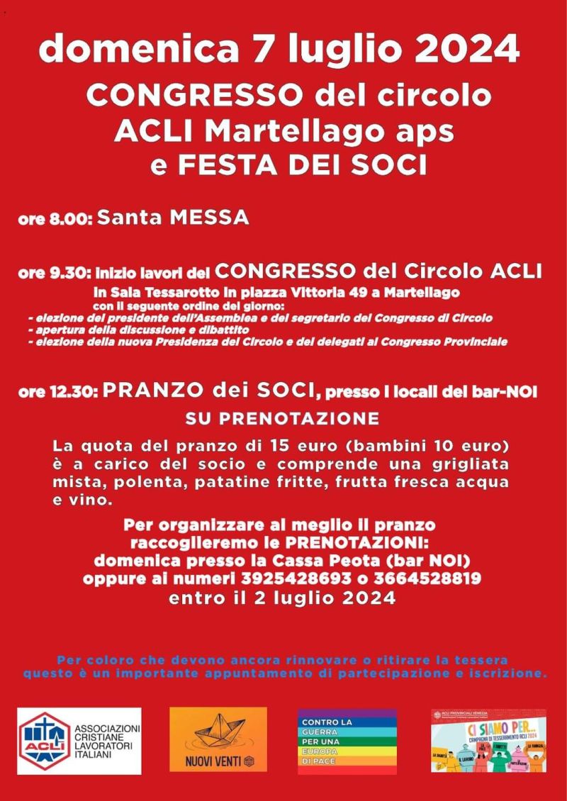 Congresso del Circolo e Festa dei Soci - Circolo Acli Martellago (VE)