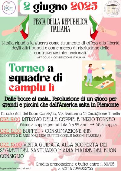 Torneo a squadre di camplu lì - GA Cuneo e Circolo Acli Castiglione Tinella (CN)
