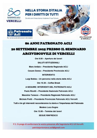 80 Anni Patronato Acli - Vercelli - Acli Vercelli (VC)