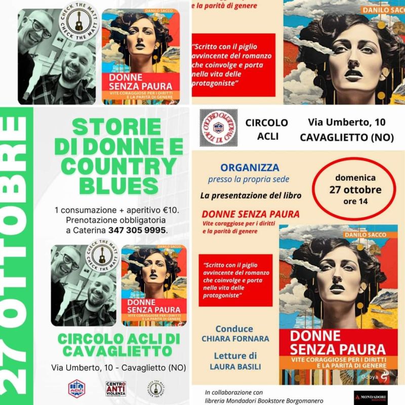 Storie di Donne e Country Blues: Presentazione libro &quot;Donne senza paura&quot; - Circolo Acli Cavaglietto (NO)