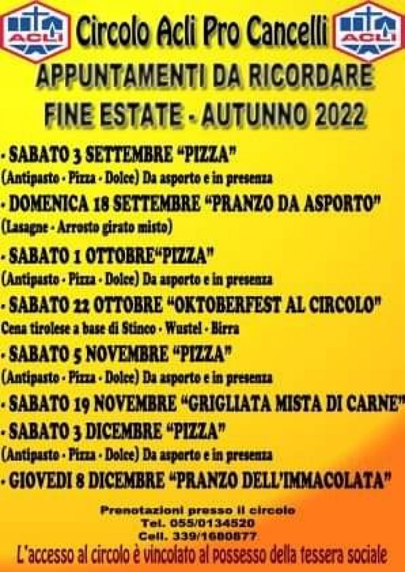 Settembre pizza - Circolo Acli Pro Cancelli (FI)