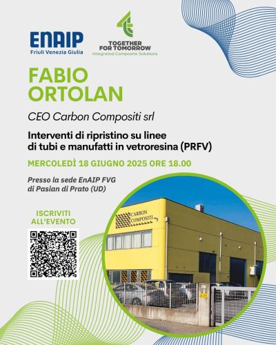 Fabio Ortolan: Interventi di ripristino su linee di tubi e manufatti in vetroresina - Pasian di Prato (UD) - Enaip FVG