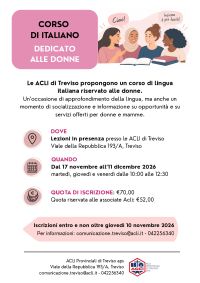 CORSO DI ITALIANO DEDICATO ALLE DONNE - ACLI TREVISO