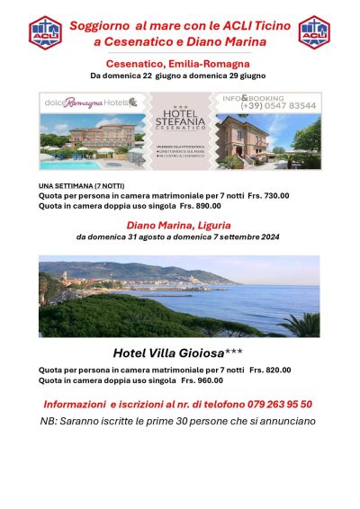 Soggiorno al mare - Acli Ticino (Svizzera)