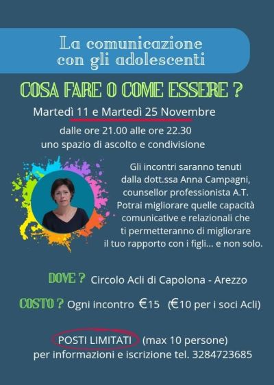 La comunicazione con gli adolescenti - Capolona (AR) - Circolo Acli Capolona (AR)