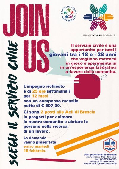 Join us: Scegli il servizio civile - Acli Brescia (BS)